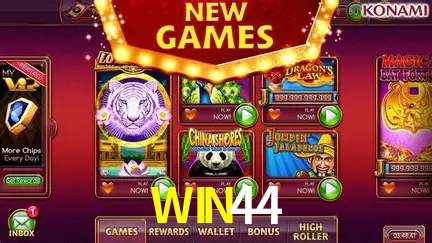 Catálogo de jogos WIN44 com fornecedores Pragmatic Play, Evolution, NetEnt